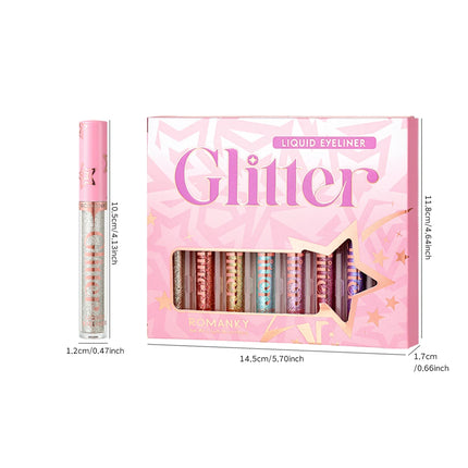 Glitter Liquid Eyeliner Pencil SET Flash Dazzling Eyeshadow Pearlescent Outline Pen Long Lasting No Smudge Women's Makeup Gifts