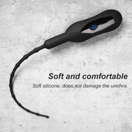 Electric Vibration Silicone Urethral Massager, Adult Male Penis Exercise Stimulation, Bead/Smooth Type
