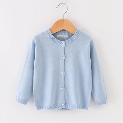 Autumn Winter Sweaters for Children Solid Cardigans Boys Girls White Black Grey Jacket Kids 2-9 Years Cotton Coats Baby Clothing