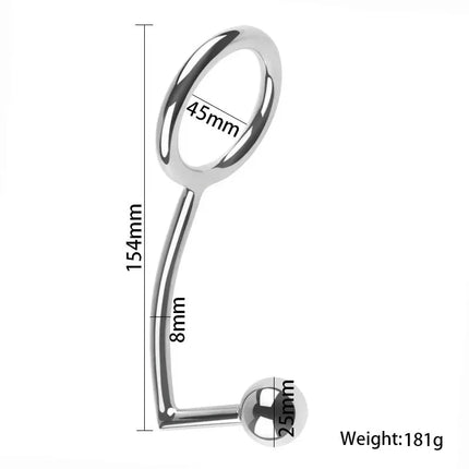 Metal Anal Hook Male Chastity Cock Ring with Anal Plug Balls Butt Plug Adultos Sex Toys for Men Strap on Prostate Massager Tool