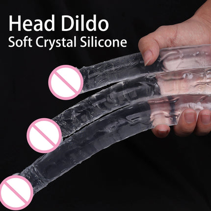 U Shape Double Head Dildo Transparent Dildos Penis Soft Silicone Vagina Anus Massager Anal plug Gay Adult Sex Toys for Women Men