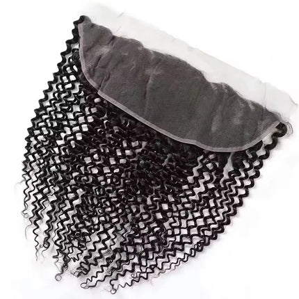 Kinky Curly 13X4 Lace Frontal Brazilian Virgin Human Hair Preplucked 4x4 Transparent Lace Closure Human Hair 150% Density