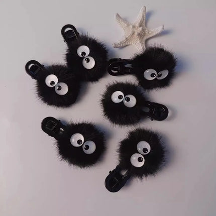 1/2pc Kids Plush Funny Hair Clips Cute Cartoon Princess Girl Sided Clips Barrettes Black Duck Tongue Clips Kids Hair Accessories