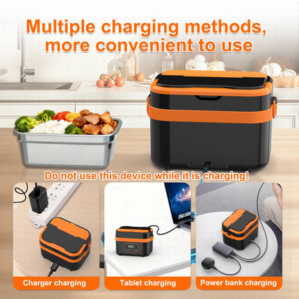 Gison Electric Heated Lunch Box Food Warmer 1.5L60W Outdoor Car Travel Office18000mah battery Portable No water fast heating Box