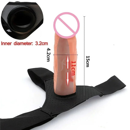 Men Strap On Dildo Panties Wearable Hollow Penis Lengthen Sleeve Strapon Dildo Pants Harness Belt for Man Sex Toys For Woman Gay