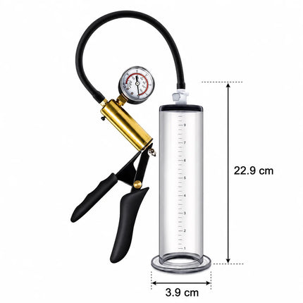 Male Vacuum Pump with Acrylic Cylinder and Metal Pressure Gauge, Stamina Desensitizing Training Device for Home Use