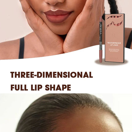 6 PCS/SET Ultra-Fine Wood Lip Liner Set - Nude Brown Collection, Velvet Matte Long Lasting Waterproof 18 Colors Lip Combo