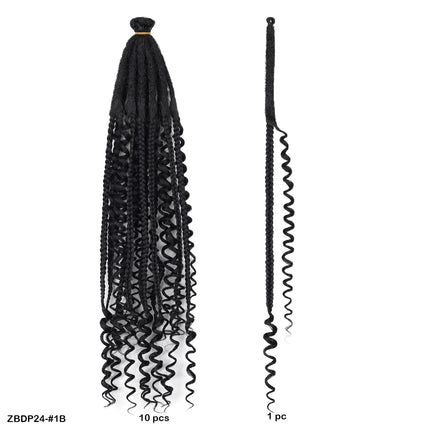 Braids Hair 24Inch Single Dreadlock Extension Reggae Style Faux Locs with Highlight Strands Hand Crocheted Synthetic Dreadlocks