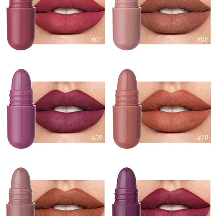 Capsule Lipstick Set 18 Colors Long Lasting Waterproof Glitter Sparkling Shimmer Lip Gloss Moisturizing Glossy Non-stick Cup