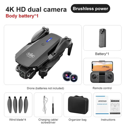 E88 Plus Quadcopter Drone w/ 90° Adjustable Camera: Brushless, Optical Flow, RC Toy
