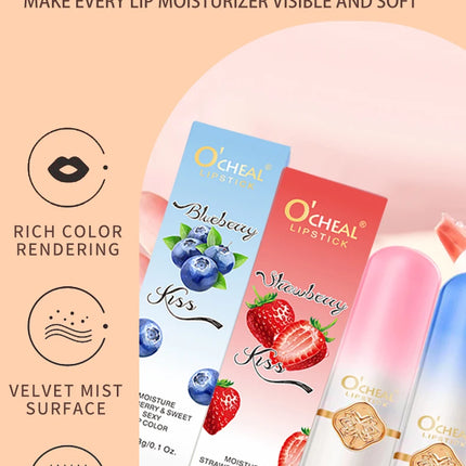 OCHEAL Color Changing Lipstick Fruit Lip Balm Moisturizing Waterproof Long Lasting Moisturizing Lip Balm Temperature Changing