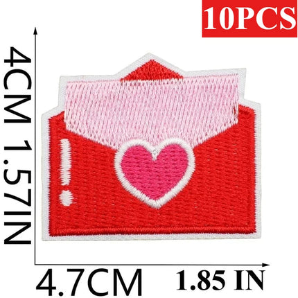 10PCS Wholesale Pink Car Shape Embroidery Pink Love Style Patches DIY Cloth for Hats/T-shirt/Jeans Girls Kids Valentine Iron on