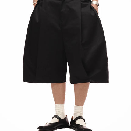 Mauroicardi Spring Summer Cool Baggy Casual Khaki Wide Leg Shorts for Men with Elastic Waist Loose Luxury Designer Clothes 2025