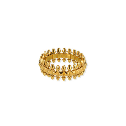 2025 Design Style Riveted Bullet Stainless Steel Rings For Women Punk Gold Color Creative Ring Broad Surface Finger Jewelry Gift