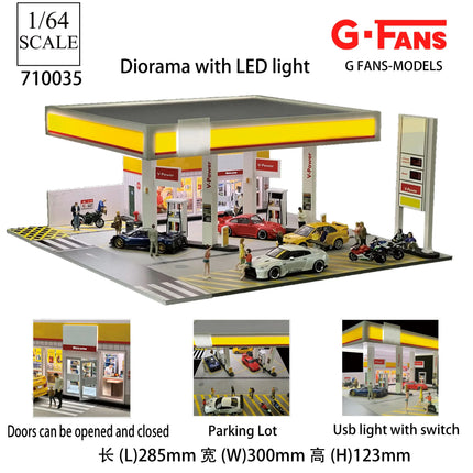 1:64 Scale Miniatures Building Scene Car Parking Lot Model Lighting Version Car Garage Diorama Models Simulation Collection Gift