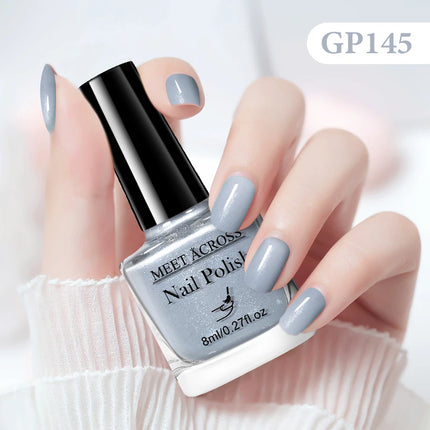 MEET ACROSS 8ml Glass Bottle Water-Based Peel Off Nail Polish Spring Summer Colorful Glitter Nail Art Varnish No Need Lamp
