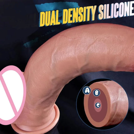 Realistic Curved Simulation Dildo Thick with Strong Suction Realistic G-spot Hands-free Soft Suitable for Men and Women Couples