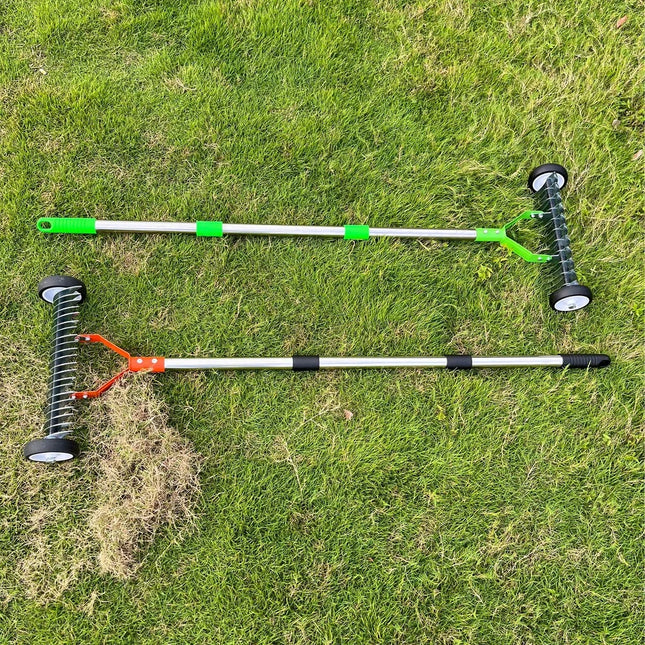 Manual Roller Weeder Grass Chopper Multi-functional Lawn Rake Leaf Rake Garden Soil Loosener With Wheels