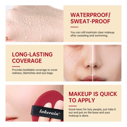 LAKERAIN 12 Color Red Shell Air Cushion Foundation Natural Coverage Lightweight Breathable Air Cushion Foundation