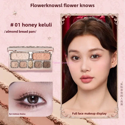 Flower Knows Moonlight Mermaid Eyeshadow Palette 8-Color Matte Shimmer Glitter Eye Makeup Cosmetics Women Beauty Eye Shadow
