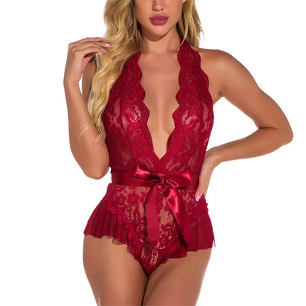Hot Babydoll Women Sexy Lingerie Dress Costume Open Bra  Sex Chemises Crotchless Bodysuit Lace Erotic Underwear