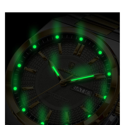 POEDAGAR Top Fashion Men Watches Stainless Steel Waterproof Luminous Classic Male Watch Date Week Men's Quartz Wristwatch Reloj