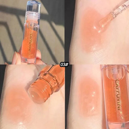 Cappuvini Ice Stick Shape Lip Oil Balm Transparent Texture Moisturizing Hydrating Luminous Lips Long-Lasting Moisture,