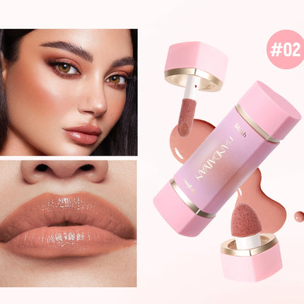  2-in-1 Liquid Blush Matte Lip Gloss Dual-purpose Liquid Blush Waterproof Multi-purpose Blush Stick Cheek Natural Blusher Cute