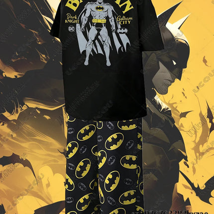 2026 Summer New Batman Tshirts+Pajamas Suits Oversized Sets Men Women Casual Homewear Boys Girls Comfortable Homewear 2pcs Set