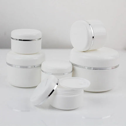 30Pcs/Pack 20g 30g 50g Cream Jar White Plastic Makeup Container Sample Cosmetics Box Empty Makeup Jar Pot Refillable Bottles