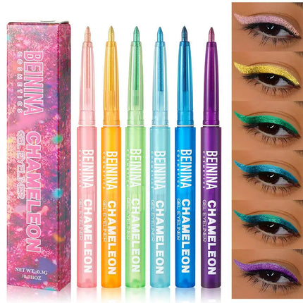 Shiny Chameleon Metallic Blue Eyeliner Gel Pen Eyeshadow Multicolor Eye Liner Pearlescent Polarized Glitter Eyes Pigment Makeup