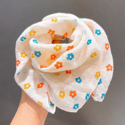 Thin Baby Scarf for Girls, Soft Skin-Friendly Chiffon Neck Warmer, Cute & Versatile Square Scarf for Toddlers in Autumn, Winter