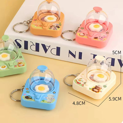 FTCY Cartoon Mini Egg Flipper Creative Fun Fried Egg Machine Keychain Stress Relief Pass The Time Clicker Toys Pendant Keychain