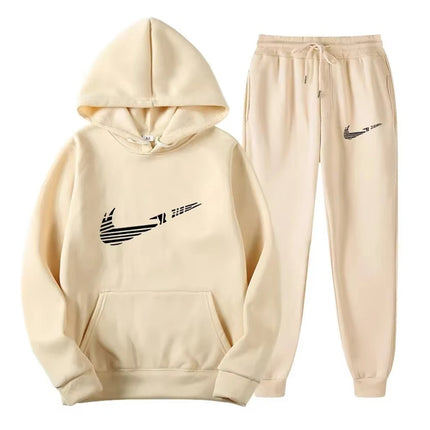 Men Tracksuit 2 Pieces Sets Hooded Sweatshirt +Drawstring Pants Male Hoodies Running Sportswear Men Women Autumn Sportwear