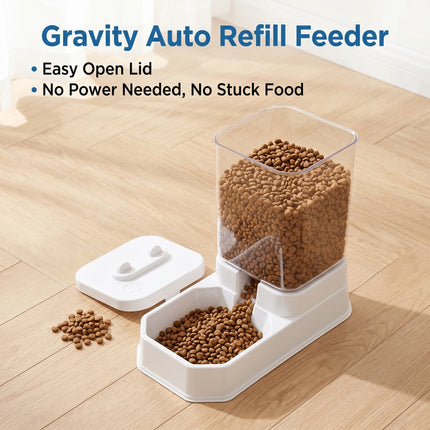4L Large Capacity Automatic Cat Feeder & Waterer Set | Gravity Pet Food Dispenser for Cats & Dogs | BPA-Free & Non-Electric Safe