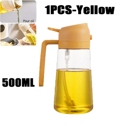 New 470ml Oil Spray Pot 2-in-1 Plastic Household Kitchen Oil Bottle Nebulizing Mist Filling Cooking Oil Spray Pot Dual Use