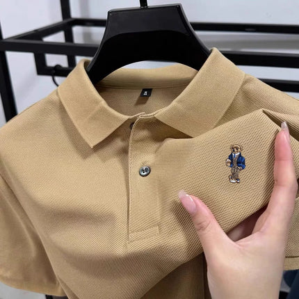 Summer high-quality cotton short sleeved men's polo shirt fashion brand teddy bear embroidery golf business casual T-shirt
