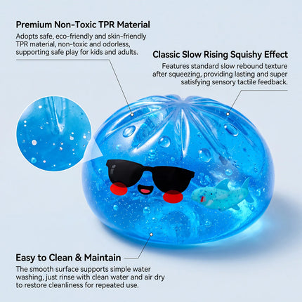 Money Glitter Shark Dumplings Squishy Toy Soft Slow Resilience Squishy Toy Fidget with Steamer Steamed Stuffed Bun Squishy Pinch