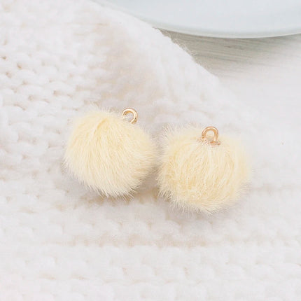 10pcs Plush Fur Covered Ball Beads Charms DIY Pompom Beads Pendant for Necklace Earring Bracelet Jewelry Making Supplies Finding