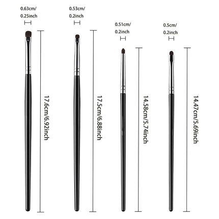 4Pcs Eye Detail Brushes Set, Eyeshadow Brushes, Undereye Smudge Brushes, Soft Eyeliner Brush, Perfect Eye Makeup Tools