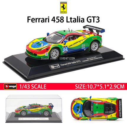 Bburago 1:43 Le Mans Ferrari 499P 2024 488 250 512 Alloy Luxury Vehicle Diecast Pull Back Cars Model Toy Collection Gift