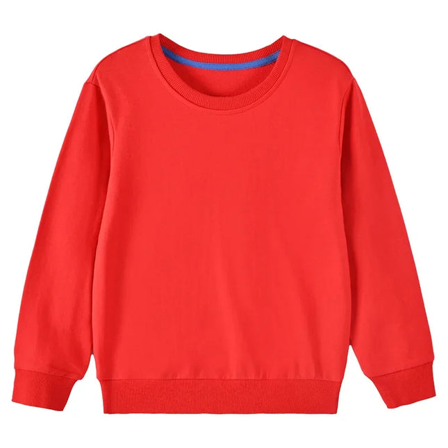 Autumn Children's Hoodies Tops Colorful Clothes Toddler Baby Kids Boys Girls Cotton Casual Solid Plain Sweatshirt 3-10Years