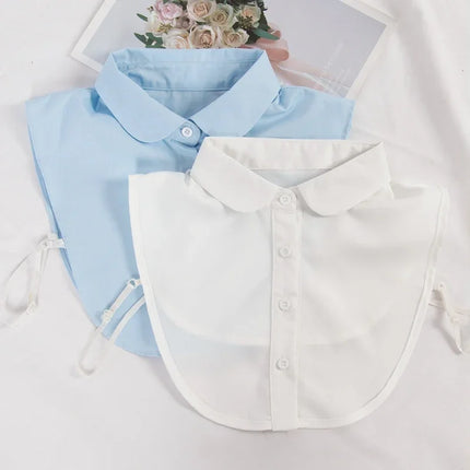 Women's Spring Fall Cotton White Vertical Small Lapel Versatile Shirt Jumper Fashion Fake Collars Clothing Accessories