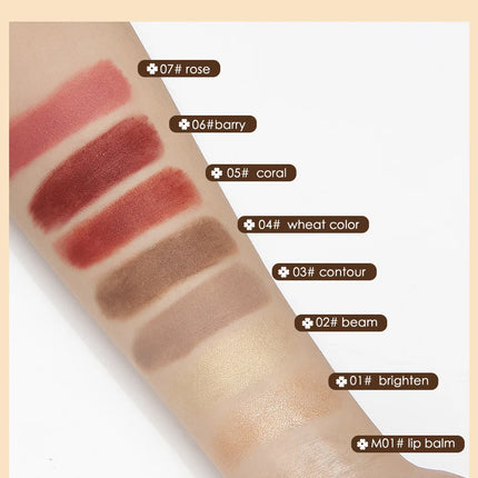 QIBEST Multi-functional Makeup Balm Pearlescent Highlights Stick Cheek Blush Brighten Highlight Stick Lip Balm Contour Pen