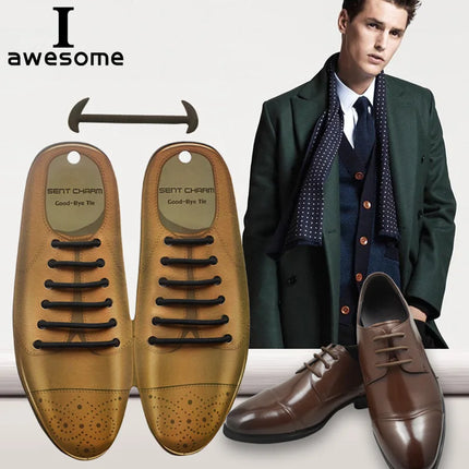 3 Colors 12Pcs/set Lazy No Tie Shoelaces for Men Women Leather Shoes Elastic Silicone Shoe lace Suitable High Quality