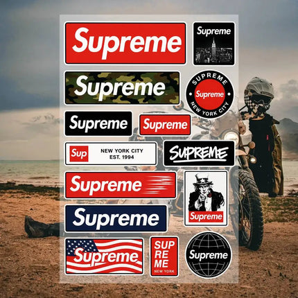 S-U-P-R-eM-e Aesthetic Graffiti Waterproof PVC Stickers for Car Motorcycle Skateboard Helmet Notebook