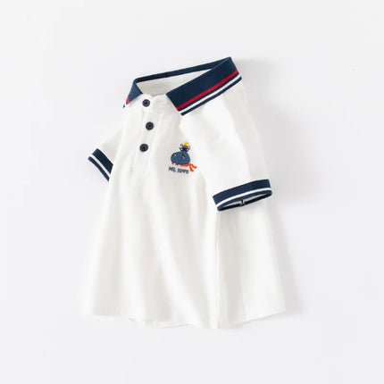 Baby Boy Toddler Polo Shirts for Children's Clothing Boys Clothes Cute Korean Polos Striped White Blue Summer Tops Kids T Shirt