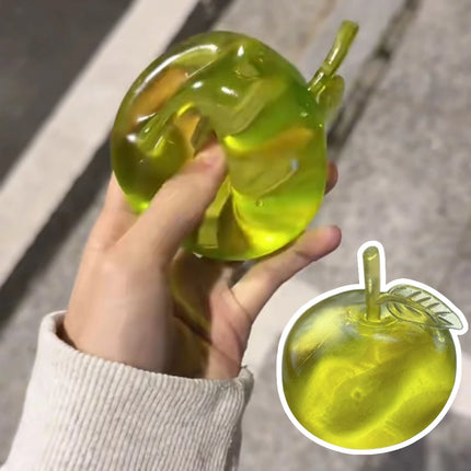 Squishy Green Apple Stress Relief Toy Soft Transparent Slow Rebound Squeeze Toy Decompression Fidget Toy for Adults & Kids