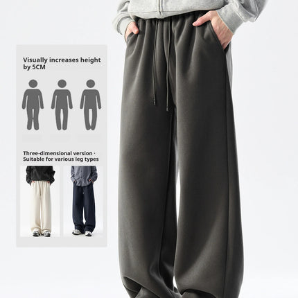 DUKEEN Men’s 400g Heavyweight Straight-Leg Sweatpants Cotton Blend Wide Fit Casual Sports Pants for Spring Autumn