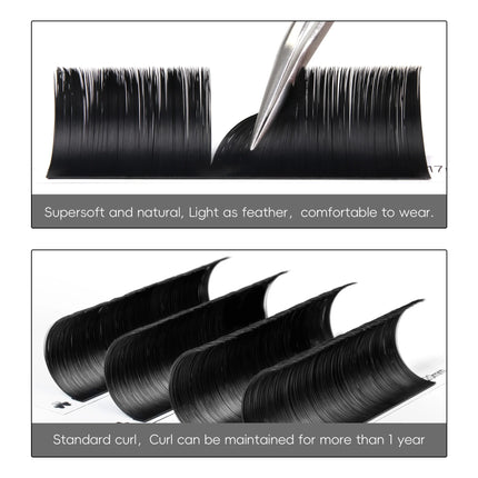 Befer Beauty Easy Fan Volume Eyelash Extensions 15-20mm PBT Matte Black Soft Easy Fanning Bloom Eyelashes Austomatic Flowering